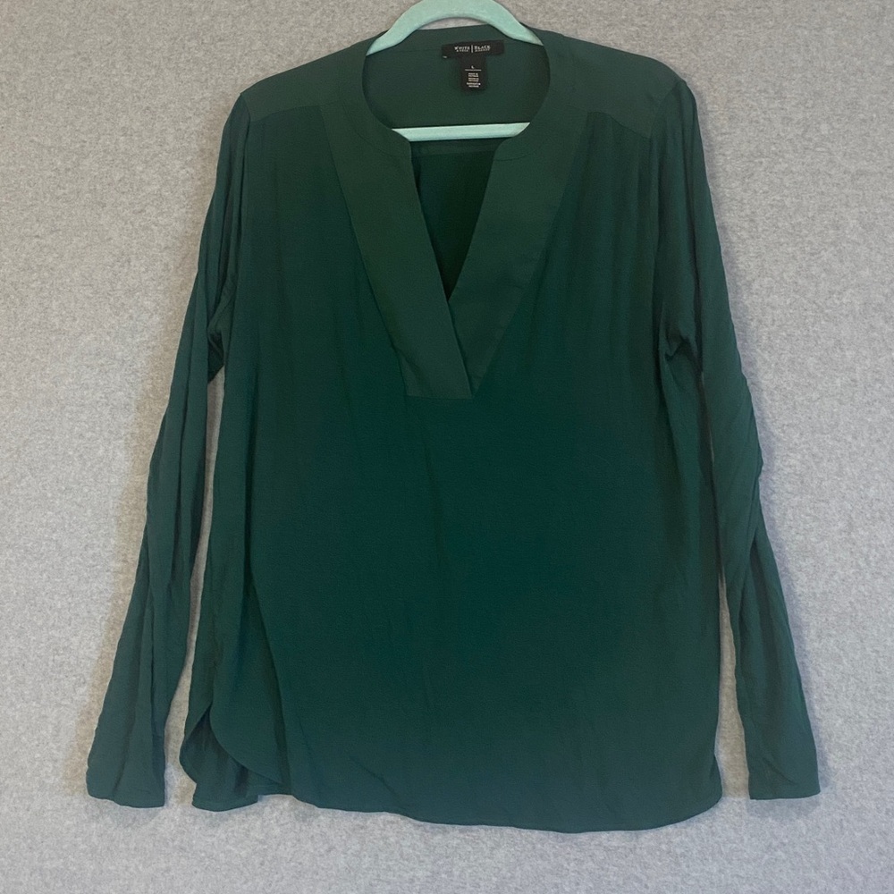 White House Black Market Forest Green Blouse